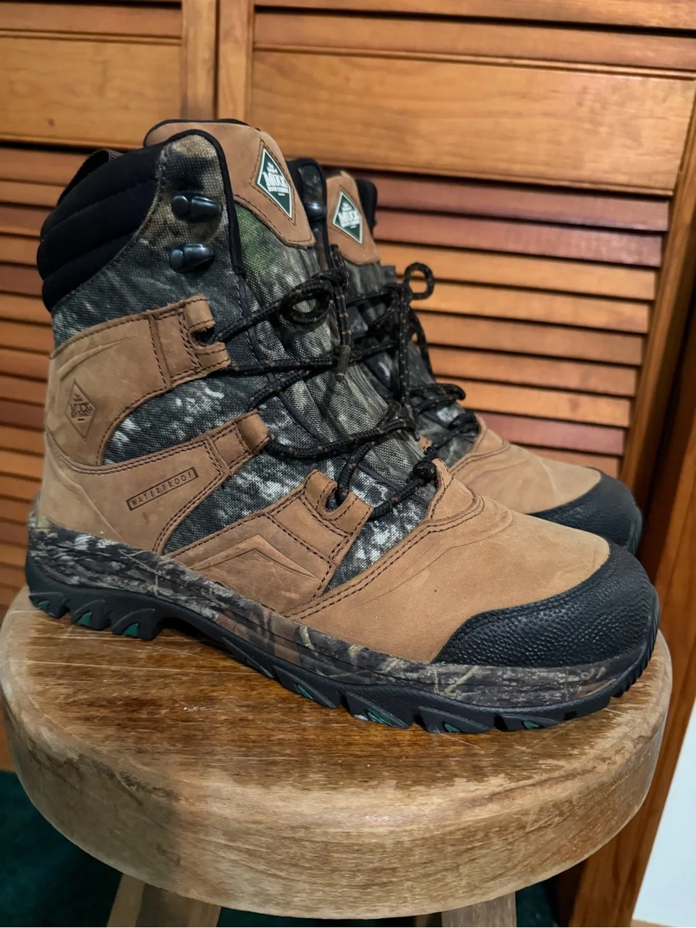 Men's Brown Camouflage Waterproof Hiking Boots, Rugged Trail Support